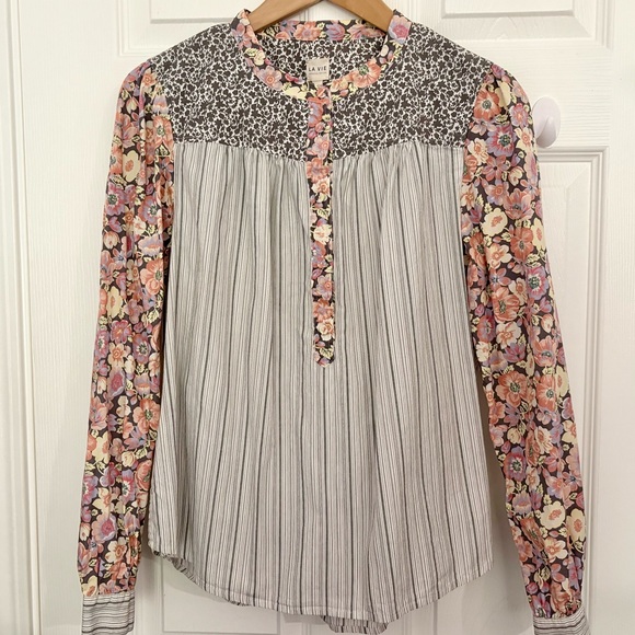 Love Tree Tops - La Vie Mixed Print Blouse